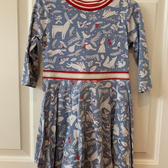 Mini Boden cotton dress with woodland creature fabric - size 4-5Y - Picture 1 of 2